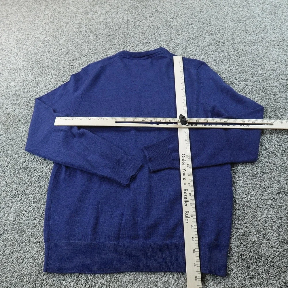 Club Room Sweater Mens S Blue Merino Wool V Neck Knit Pullover Soft Grandpa Warm